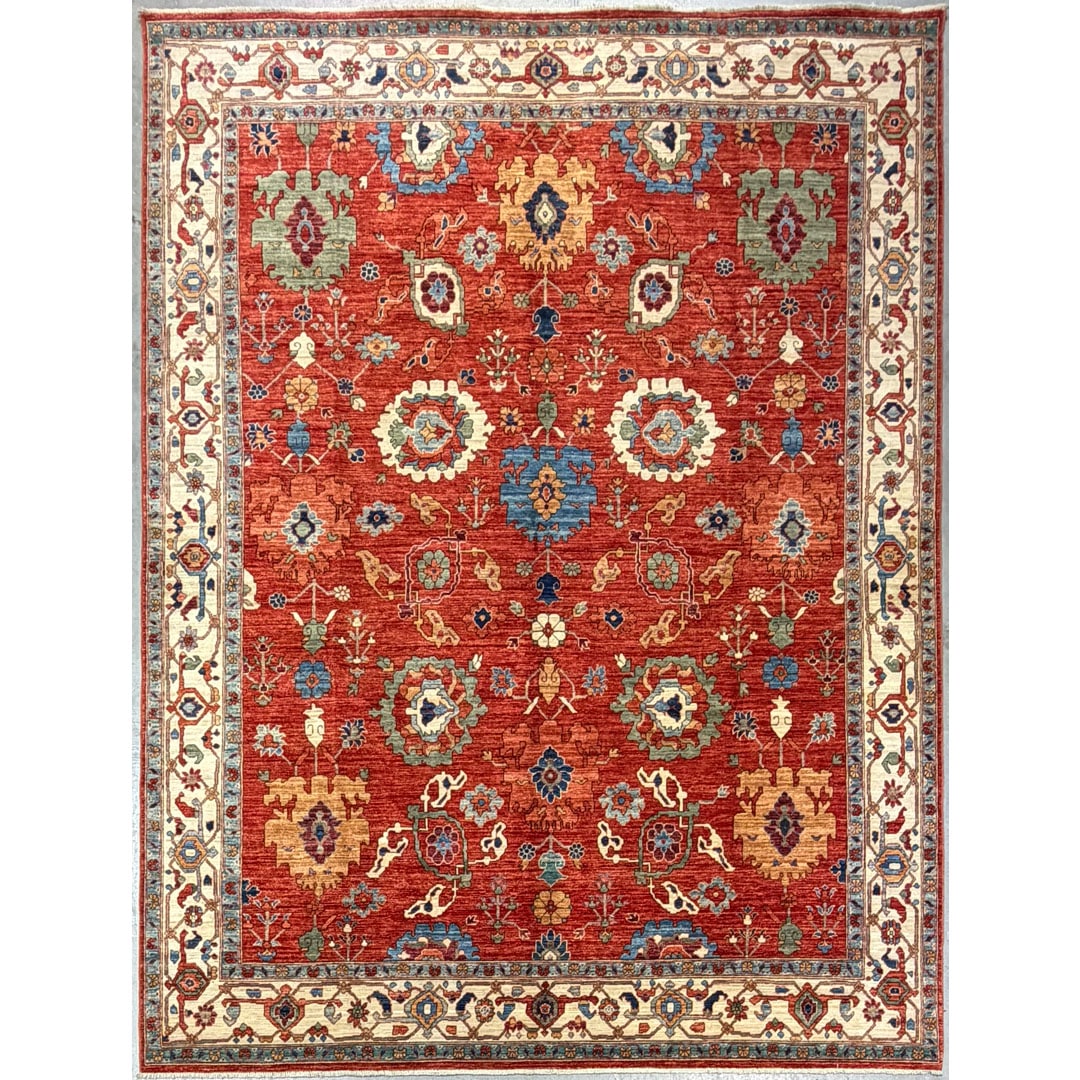Majestic Mahal Design – Fine Afghan Rug – 8'1" x 10'9" ft.