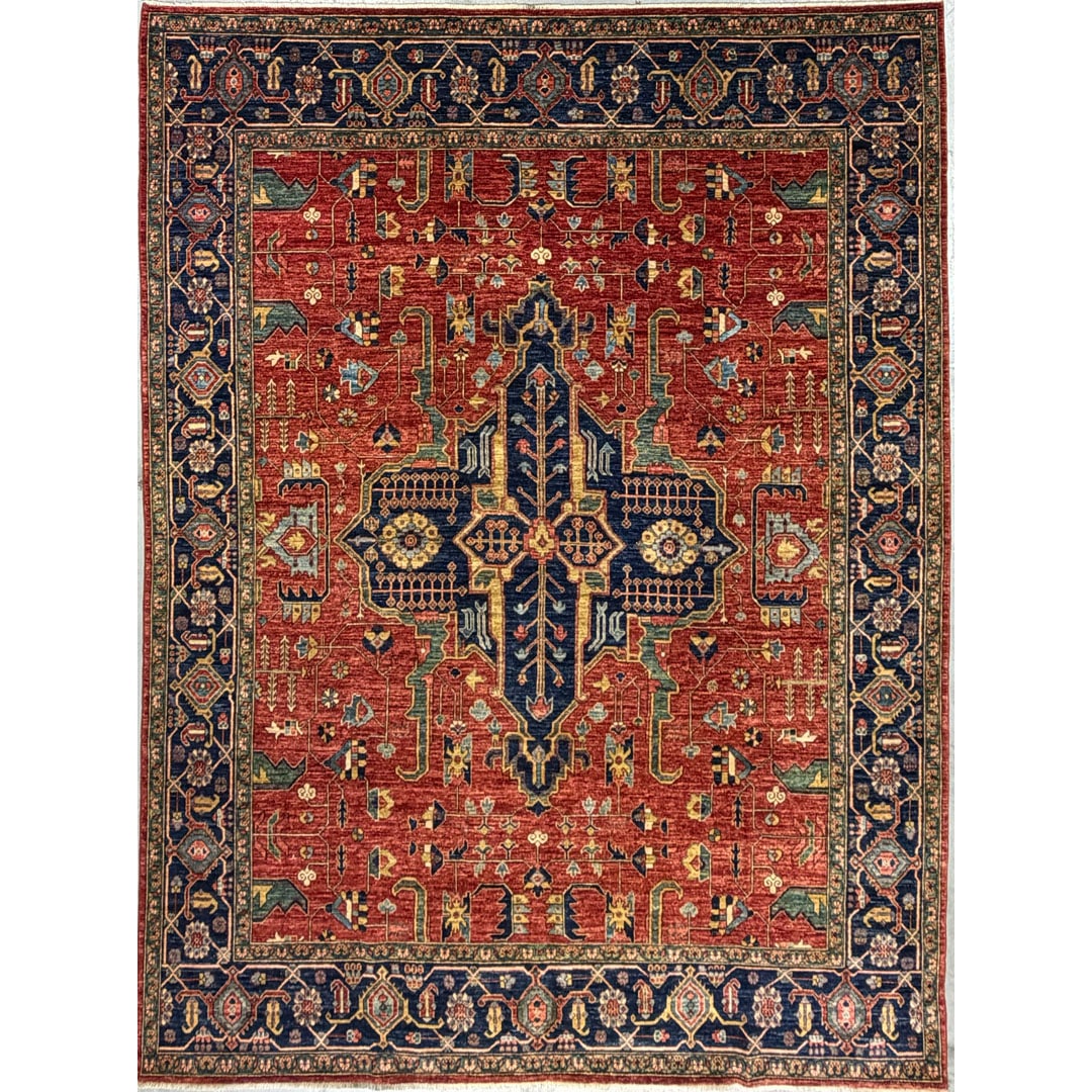Striking Serapi Design – Afghan Heriz Area Rug – 7'10" x 10'6" ft.