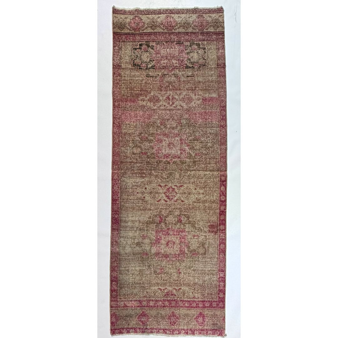 Textured Tabriz – Vintage Distressed Persian Runner – 3'7" x 10'3" ft.