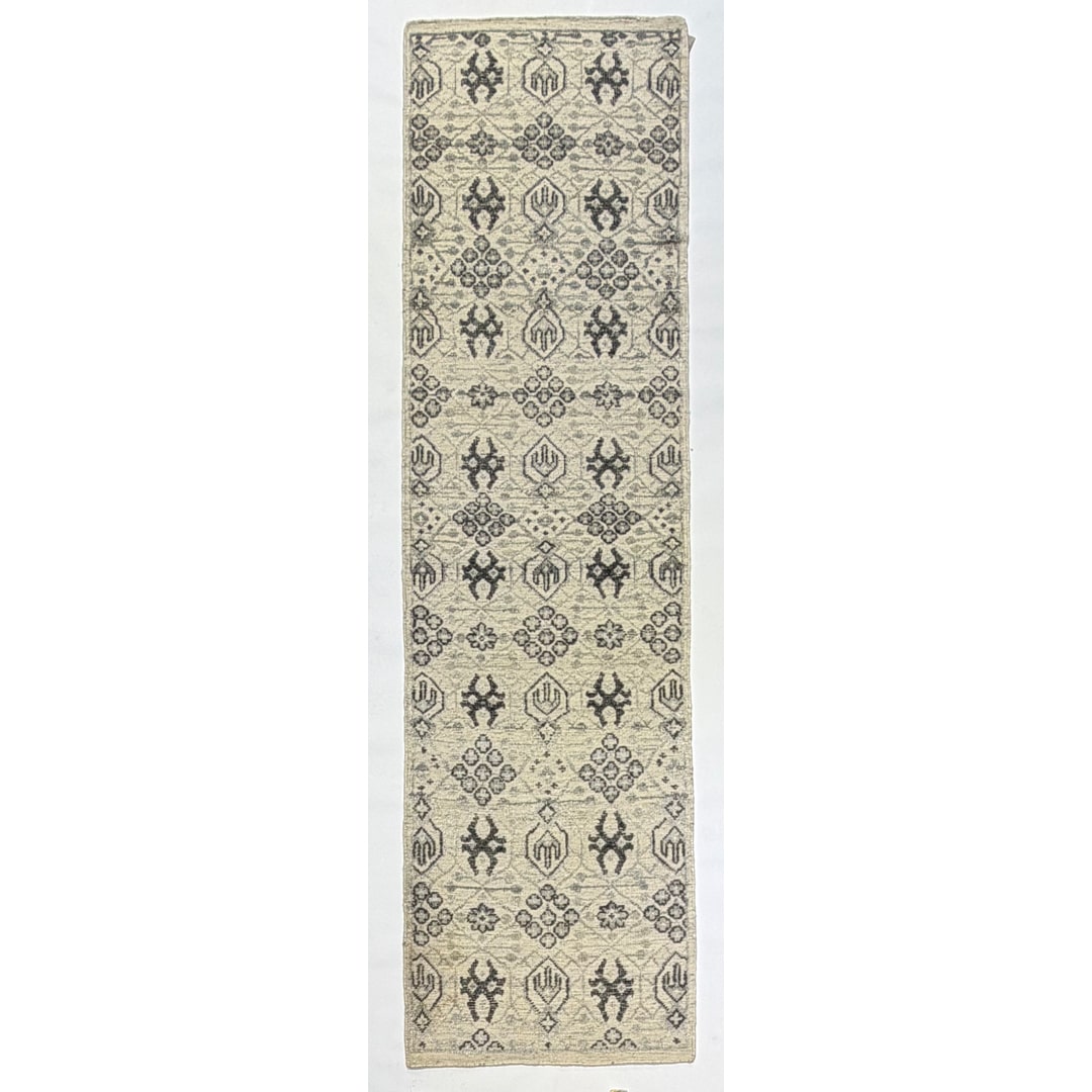 103402-1 Modern wool runner rug in grey, India OP-11 collection, 2'9 x 10'3