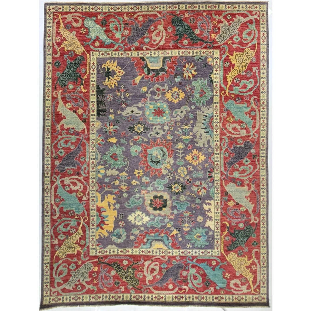 Alluring Afghan - Turkish Oushak Design Rug - Vaziri Collection - 9'1" x12' ft.