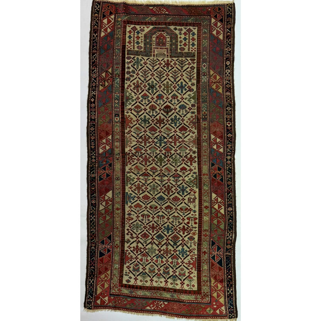 Confident Caucasian - 1880s Antique Shirvan Prayer Design Rug - 3' x 6'3" ft.