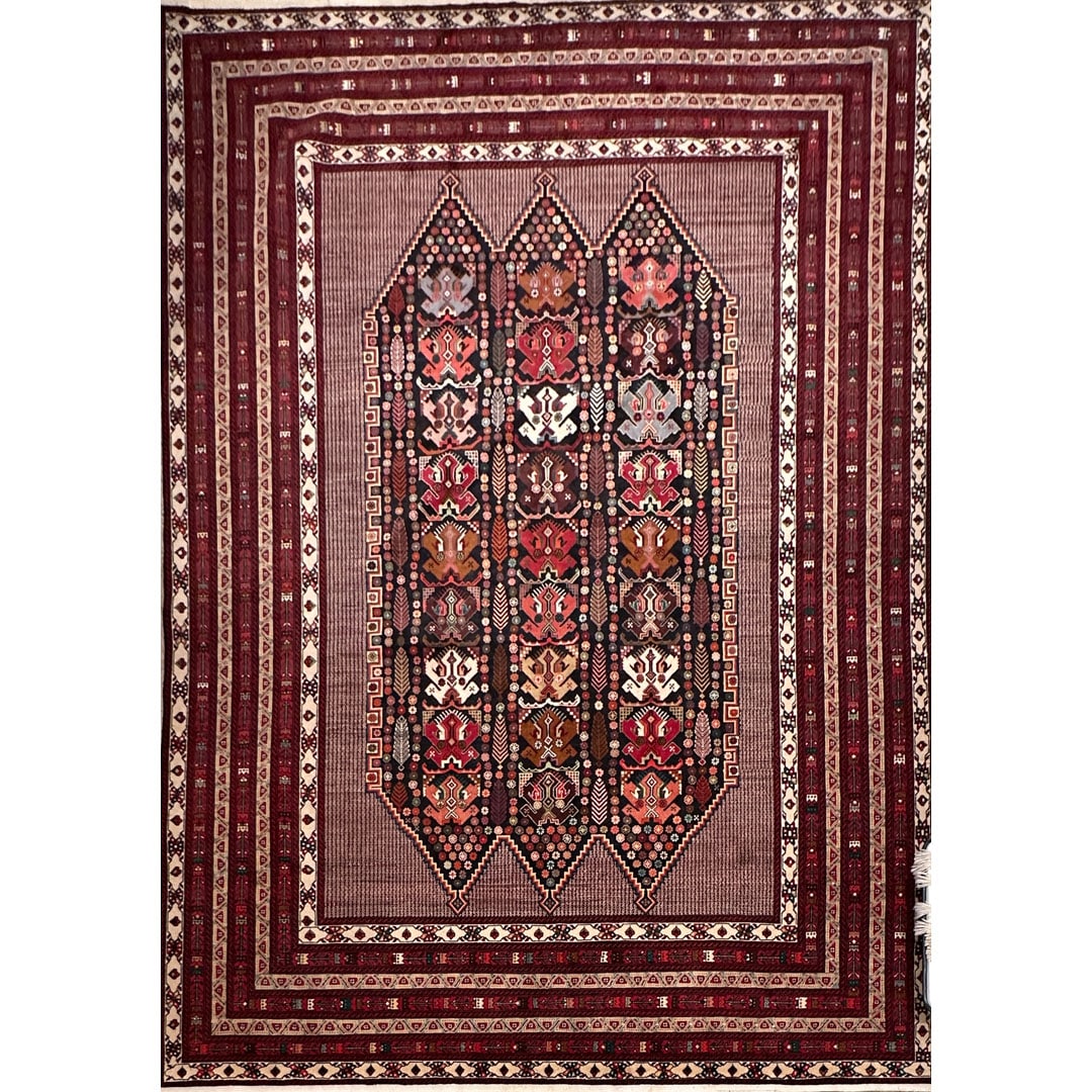 Trailblazing Tribal - 1960s Vintage Afghan Rug - 9'7" x 13'1" ft.